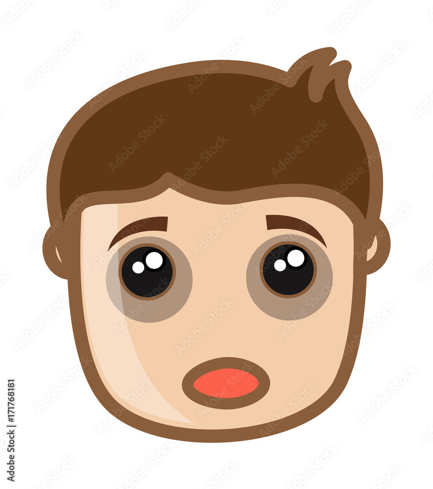 Ill sleepily Boy Face - clip-art vector illustration Ill sleepily Boy Face - clip-art vector illustration