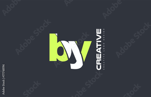 green letter by b y combination logo icon company design joint joined