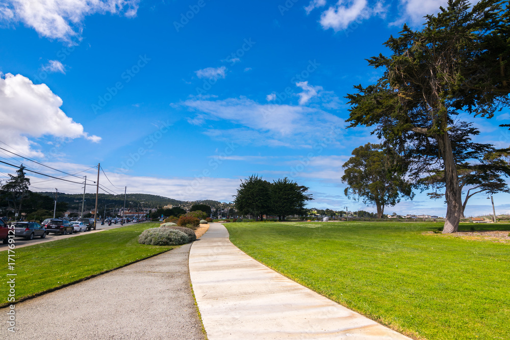 Panoramic view of Monterey at Sunset, California, USA Panoramic view of Monterey at Sunset, California, USA