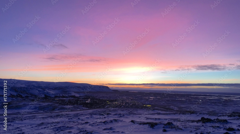 Sunrise on Sudurland in Iceland