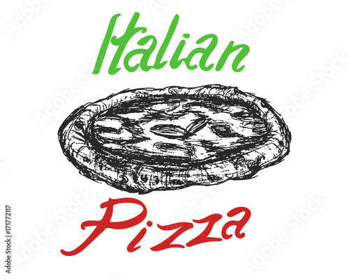 italian pizza sketch logo vector