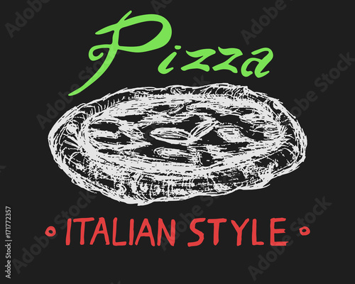 pizza italiani style sketch logo  vector