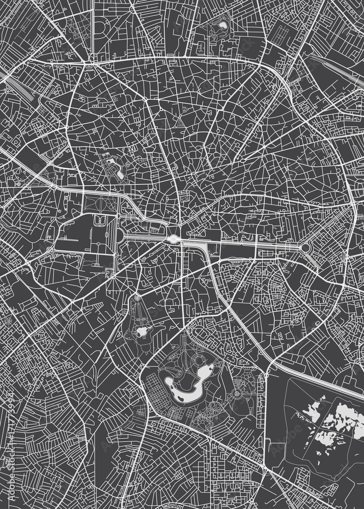 Bucharest city plan, detailed vector map