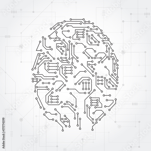 Motherboard fingerprint for security or computer concept circuit design. Vector illustration