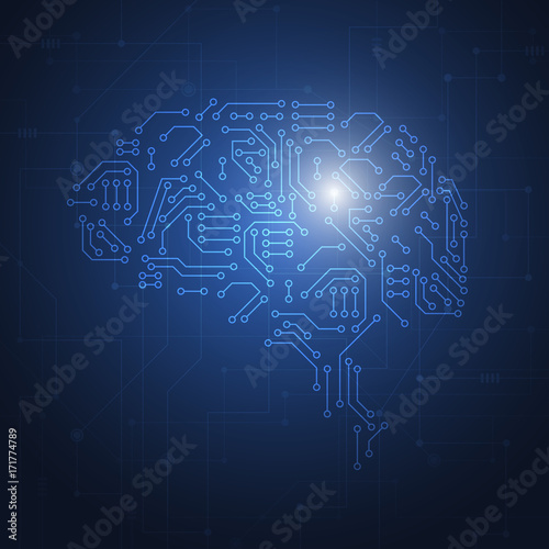 Technological brain. Abstract circuit board. Vector background