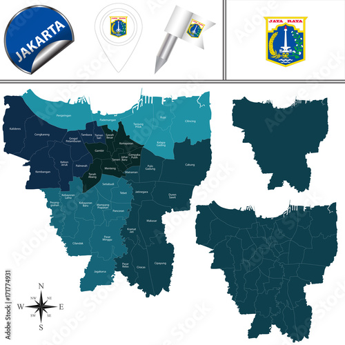 Map of Jakarta with Districts photo