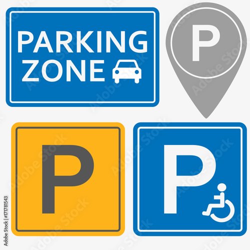 Car parking vector icon set. Parking Area Vector illustration.