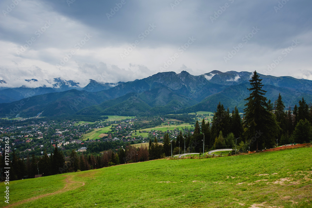View on Zakopane Tatras Mountains from Gubalowka, Poland 2017