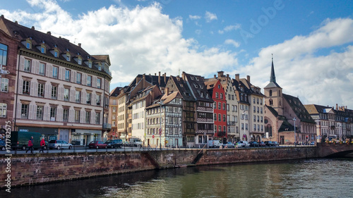 Petite France houses near the ill river in Strasbourg
