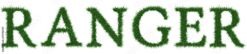 Ranger - 3D rendering fresh Grass letters isolated on whhite background. Ranger - 3D rendering fresh Grass letters isolated on whhite background.