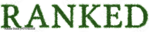 Ranked - 3D rendering fresh Grass letters isolated on whhite background.