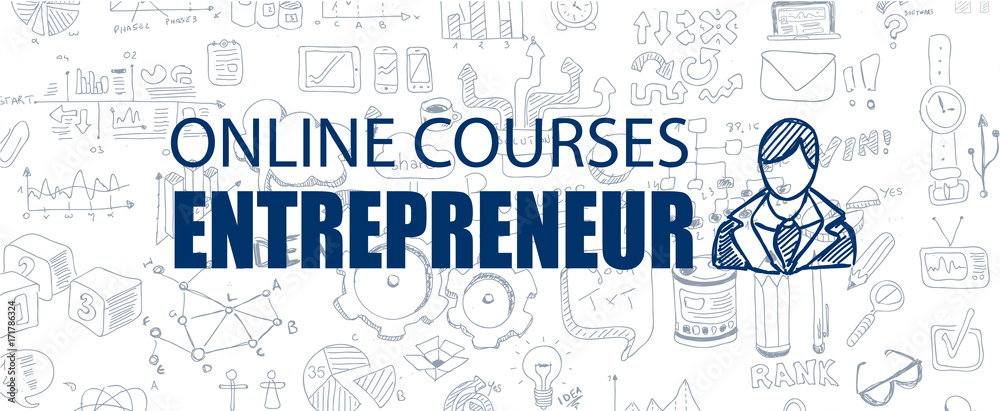 Entrepreneur concept with Business Doodle design style: online courses, sales and offers, best practice. Entrepreneur concept with Business Doodle design style: online courses, sales and offers, best practice.