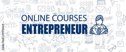 Entrepreneur concept with Business Doodle design style: online courses, sales and offers, best practice. © DavidArts