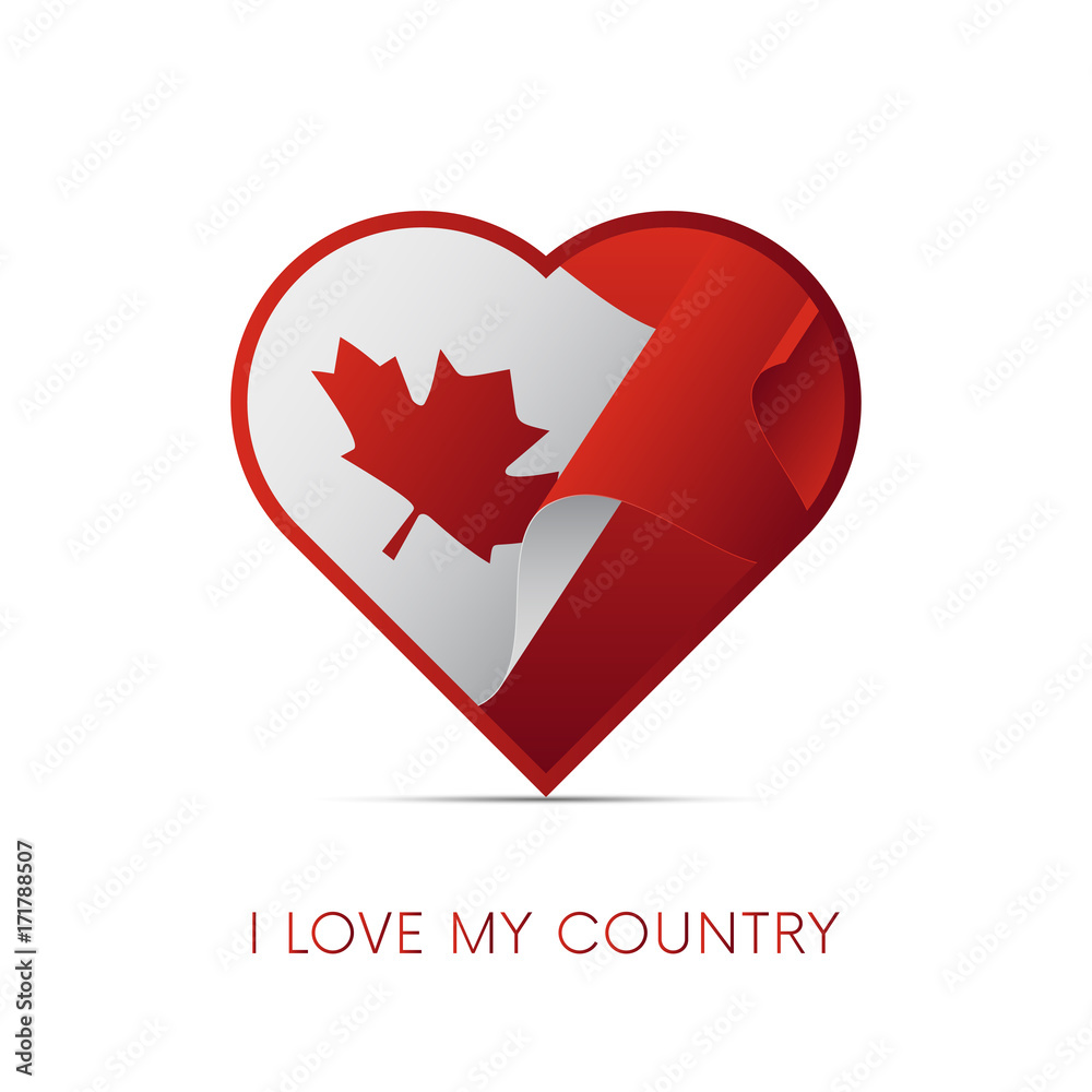 Canada flag in heart. I love my country. sign. Vector illustration. Canada flag in heart. I love my country. sign. Vector illustration.