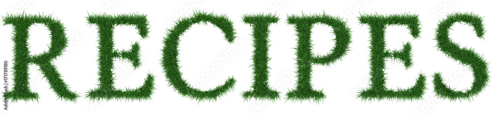 Recipes - 3D rendering fresh Grass letters isolated on whhite background. Recipes - 3D rendering fresh Grass letters isolated on whhite background.