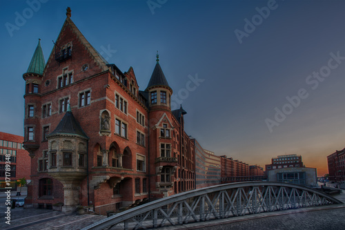 Speicherstadt - Hamburg warehouse district and bridge