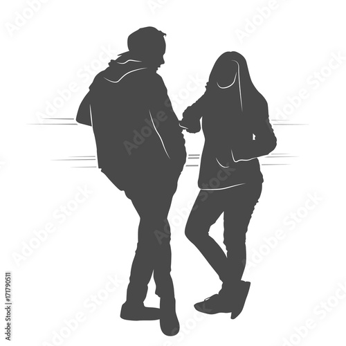 Couple Boy And Girl Speaking And Waiting Silhouette Stock Vector Adobe Stock Couple Boy And Girl Speaking And Waiting Silhouette Stock Vector Adobe Stock