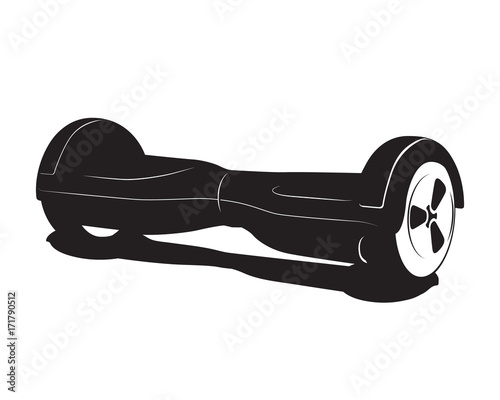 Hoverboard or gyroscooter black and white silhouette electrical transport