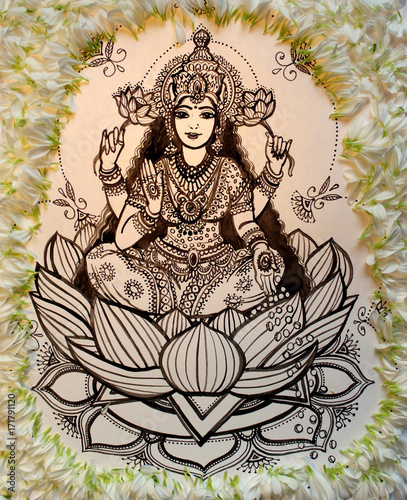 Hindu Goddess Lakshmi or Luxmi  Vector Pack by vecras  GraphicRiver