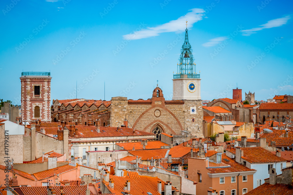 custom made wallpaper toronto digitalVue sur la ville Perpignan depuis le haut du Castillet