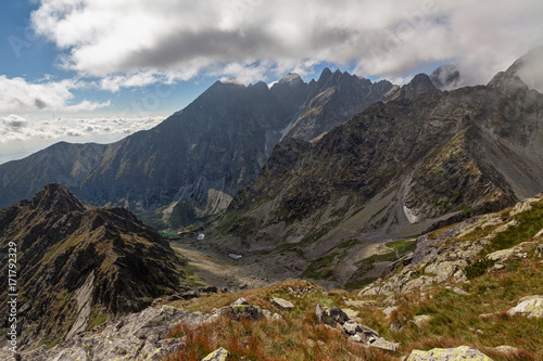 View on high Tatra Mountains from Jahnaci stit peak, Slovakia, Europe