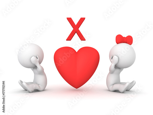 Fotografie 3D illustration depicting relationship problems or a break up
