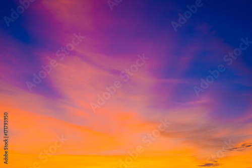 colorful sky at sunset on the lake landscape © teerapong