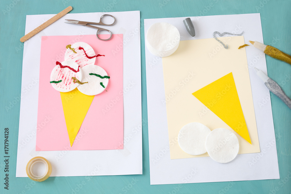 Eis basteln. Bastel- Idee für Kinder. Stock-Foto | Adobe Stock