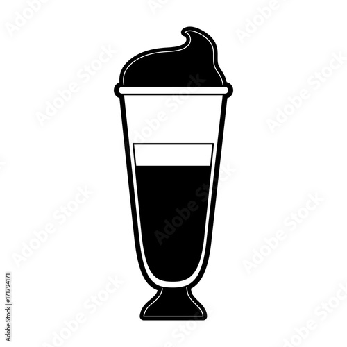 milkshake in glass icon image vector illustration design black and white