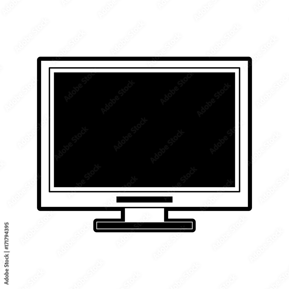 computer monitor con image vector illustration design black and white computer monitor con image vector illustration design black and white