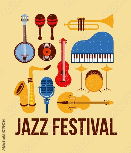 Canvas Print jazz festival poster music event invitation vector Illustration