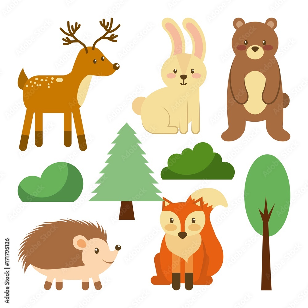 forest and animals wildlife natural vector illustration forest and animals wildlife natural vector illustration