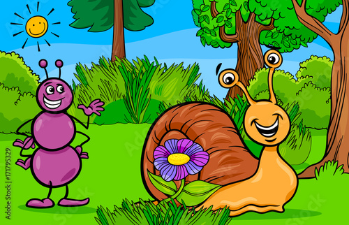 ant and snail animal cartoon characters