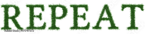 Repeat - 3D rendering fresh Grass letters isolated on whhite background.