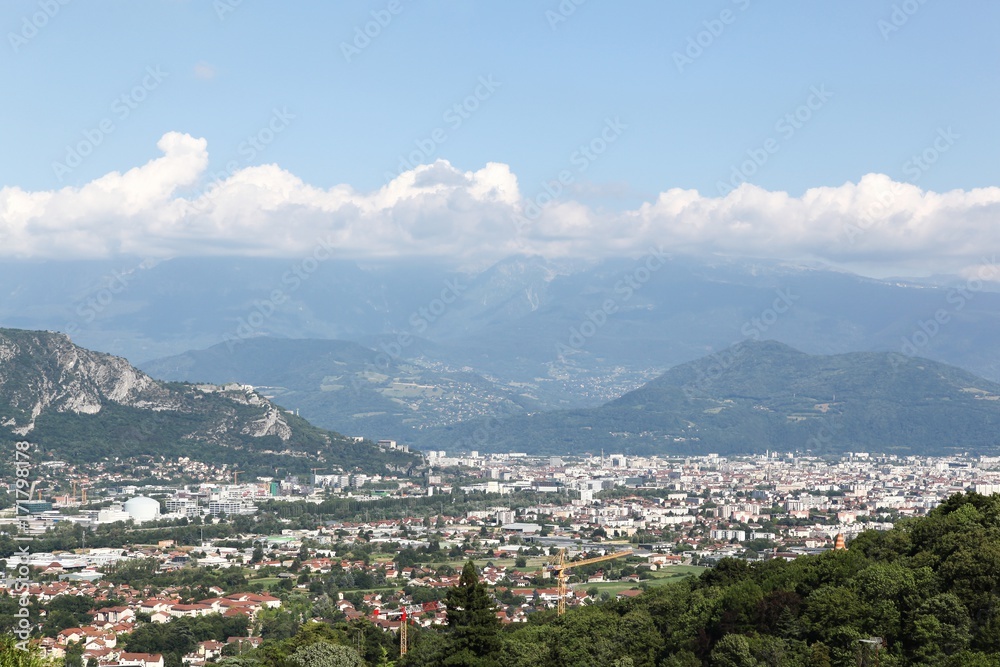 View of Grenoble from the top of the mountain of Vercors