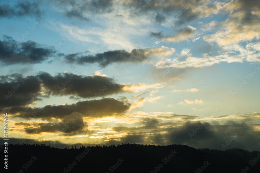 Sunrise and sunset over the hills and town. Slovakia Sunrise and sunset over the hills and town. Slovakia