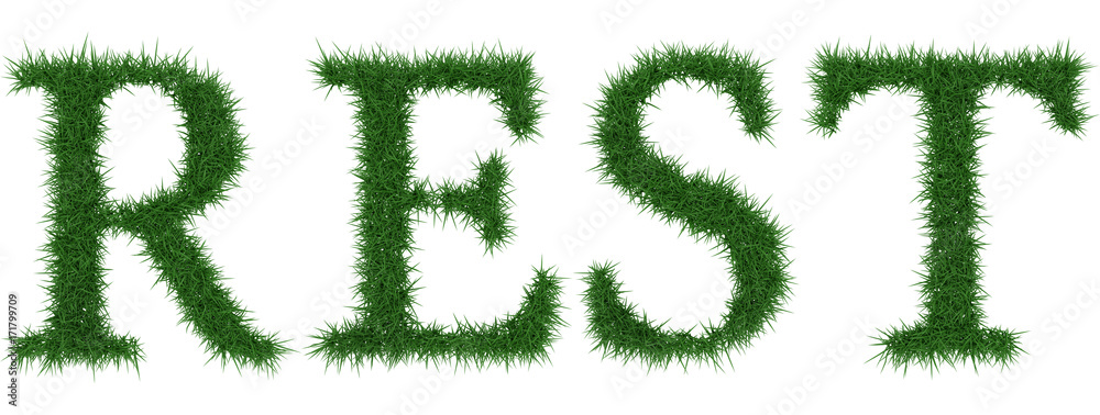 Rest - 3D rendering fresh Grass letters isolated on whhite background. Rest - 3D rendering fresh Grass letters isolated on whhite background.