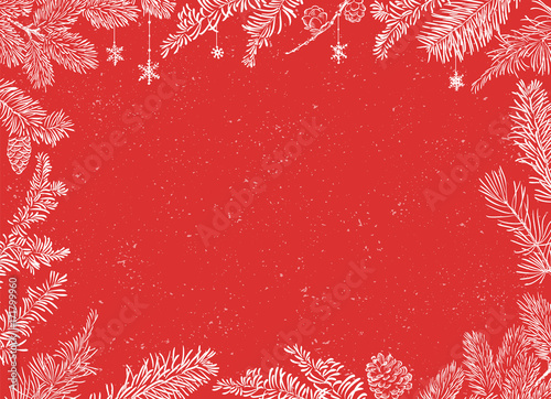 Christmas Poster. Vector illustration of Christmas Background with branches of christmas tree.