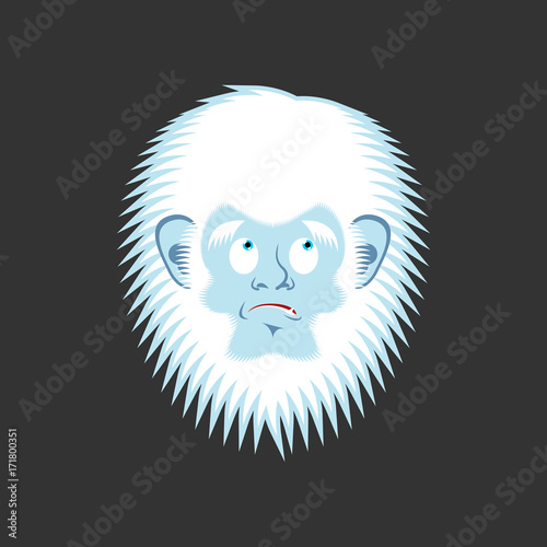 Yeti guilty emoji. Bigfoot delinquent face. Abominable snowman culpable avatar. Vector illustration