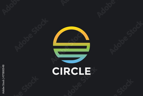 Circle Abstract Logo Sunrise Sunset Sea vector Travel icon