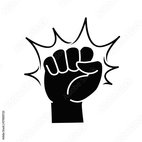 Fist label or logo. Punch, opposition, hitting, fight club icon. Vector illustration