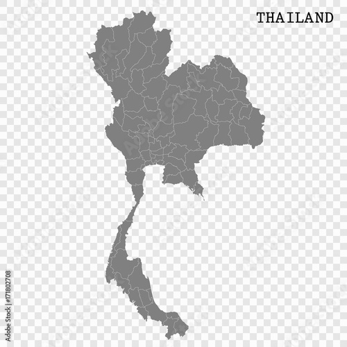  High quality map of Thailand with borders of the regions or counties