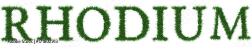 Rhodium - 3D rendering fresh Grass letters isolated on whhite background.
