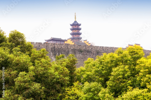 Photography nanjing china city wall and Jiming Temple