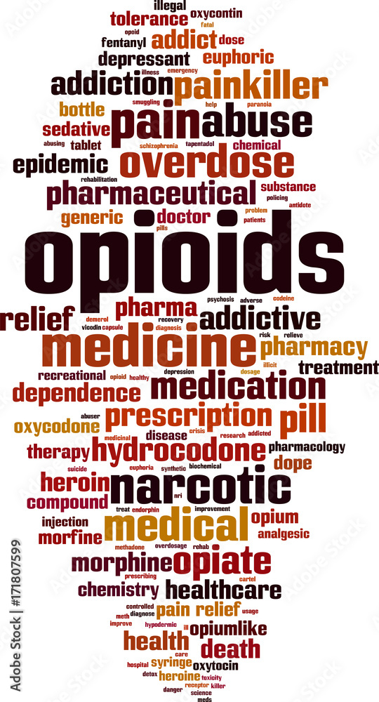 Obraz premium Opioids word cloud