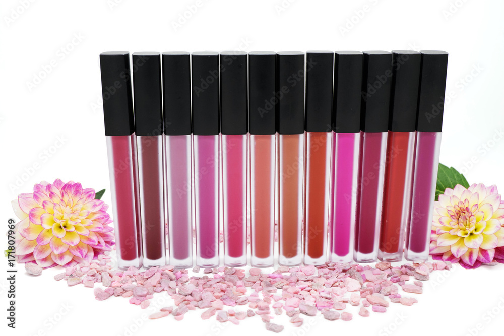 lip gloss with brush isolated on white background lip gloss with brush isolated on white background