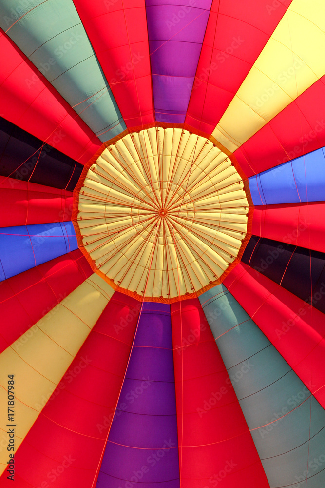 Fototapeta premium Looking up inside a hot air balloon in flight