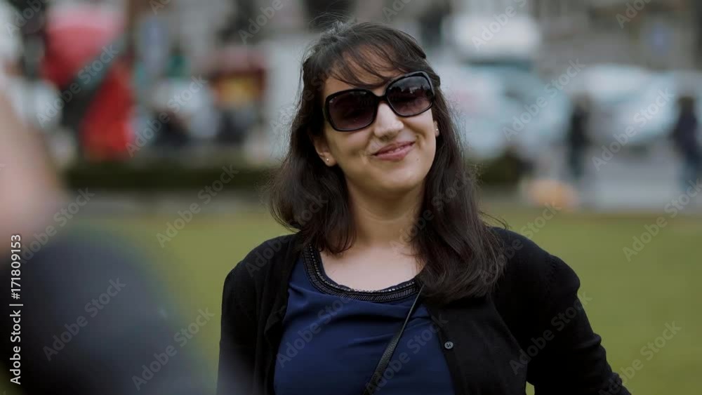 Beautiful girl poses for a photo in the city of London Beautiful girl poses for a photo in the city of London