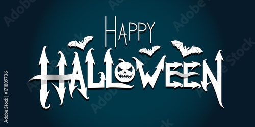 White vector happy halloween lettering