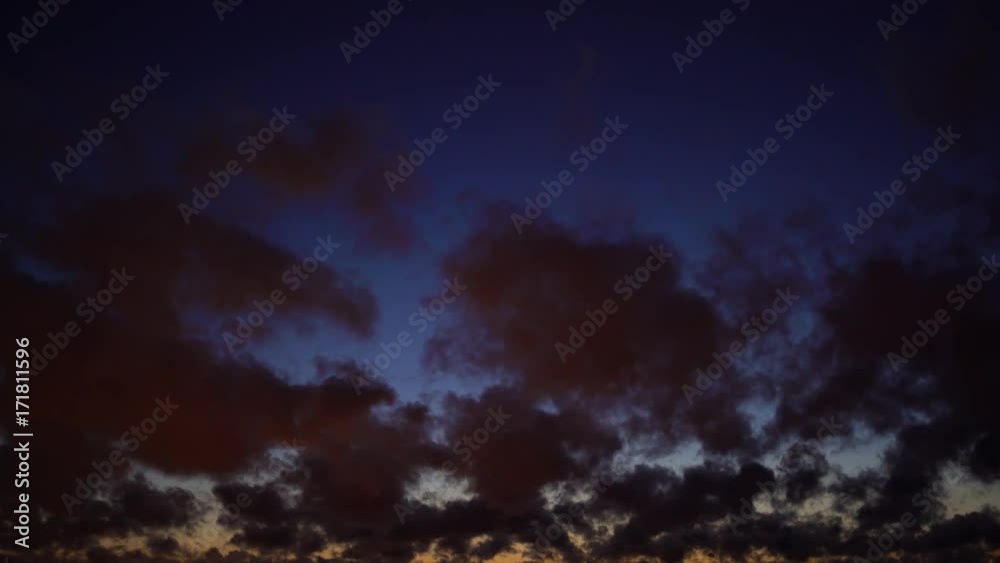 Twilight sky with dramatic clouds fast motion. 4K.
